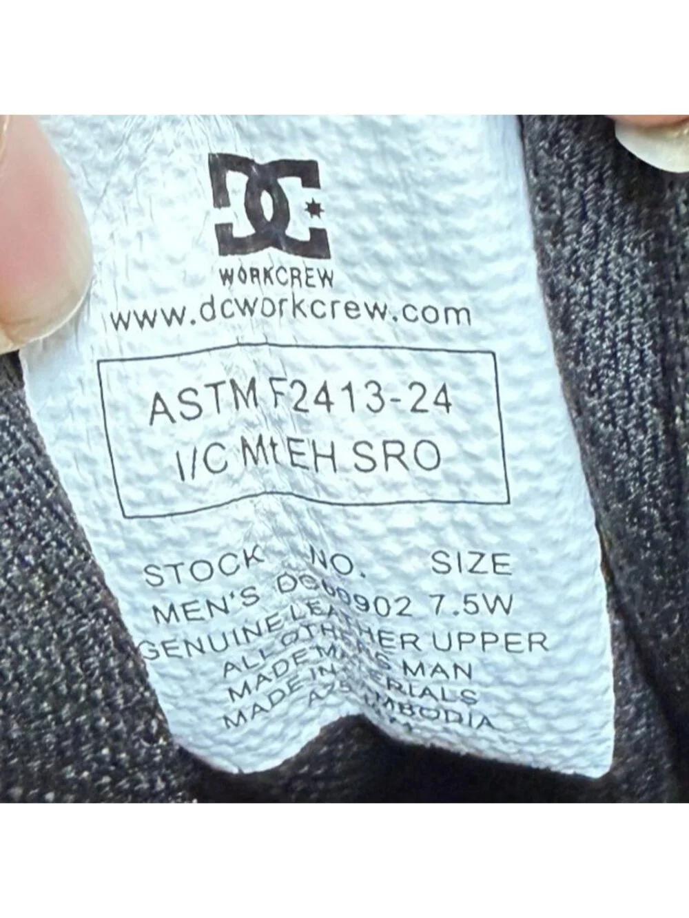 DC Peary TR Mens Size 7.5E Black Waterproof Composite Toe Safety Work Boots